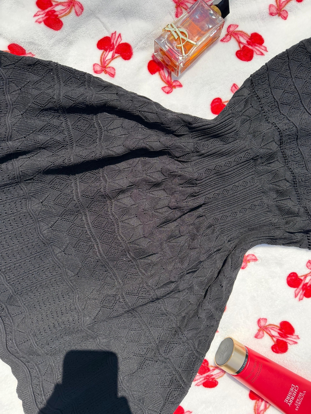 Black Women's Knit Sweater Dress - Classic Textured Design